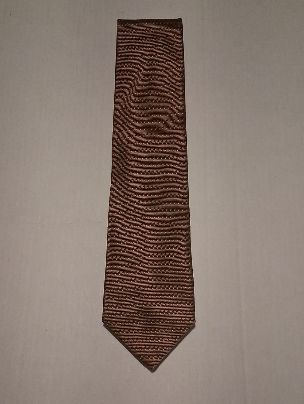 Today's Man  Men's Gold & Brown Patterned Silk-Look Tie - Classic Office Style